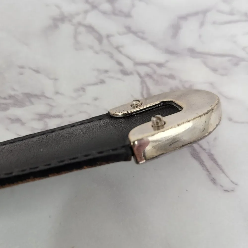 Roundtree & Yorke Black Woven Leather Belt with Silver & Gold Toned Conchos
